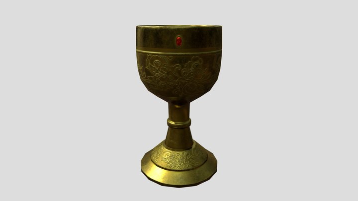 Bronze Cup with Gems 3D Model