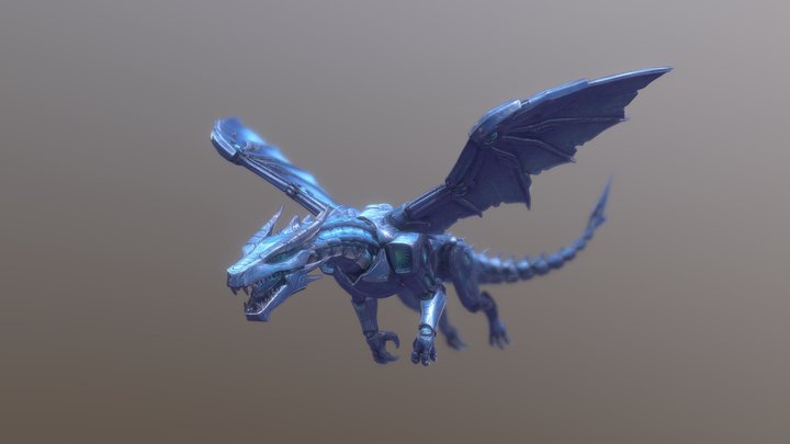 Azure Mecha Dragon 3D Model