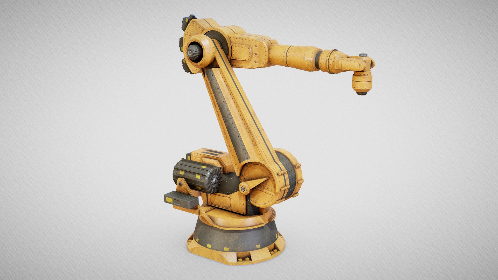 3D model Industrial Robot Arm 01 (Dirty) - This is a 3D model of the Industrial Robot Arm 01 (Dirty). The 3D model is about a metal object with a handle.