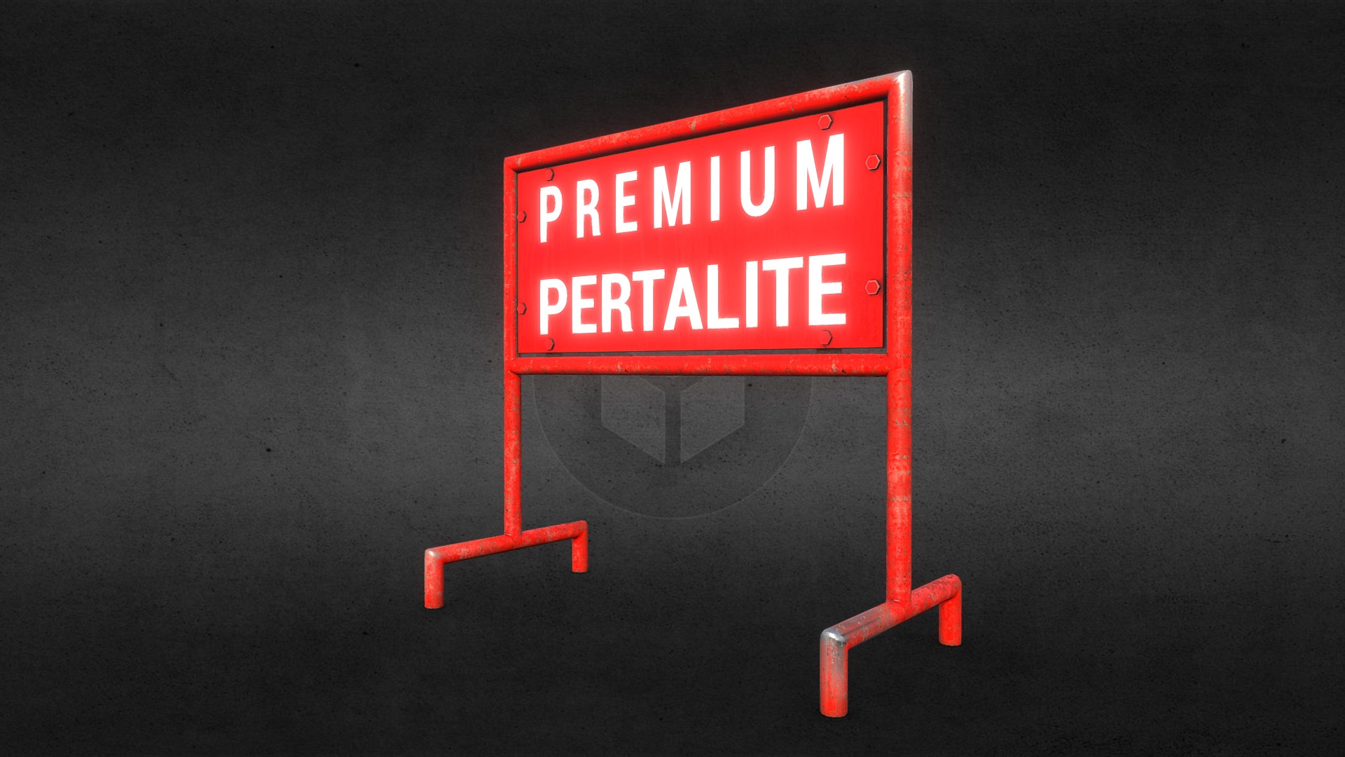 3D model Sign Road Pertamina SPBU - This is a 3D model of the Sign Road Pertamina SPBU. The 3D model is about a red sign with white text.