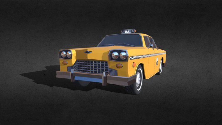 Low poly Yellow cab 3D Model