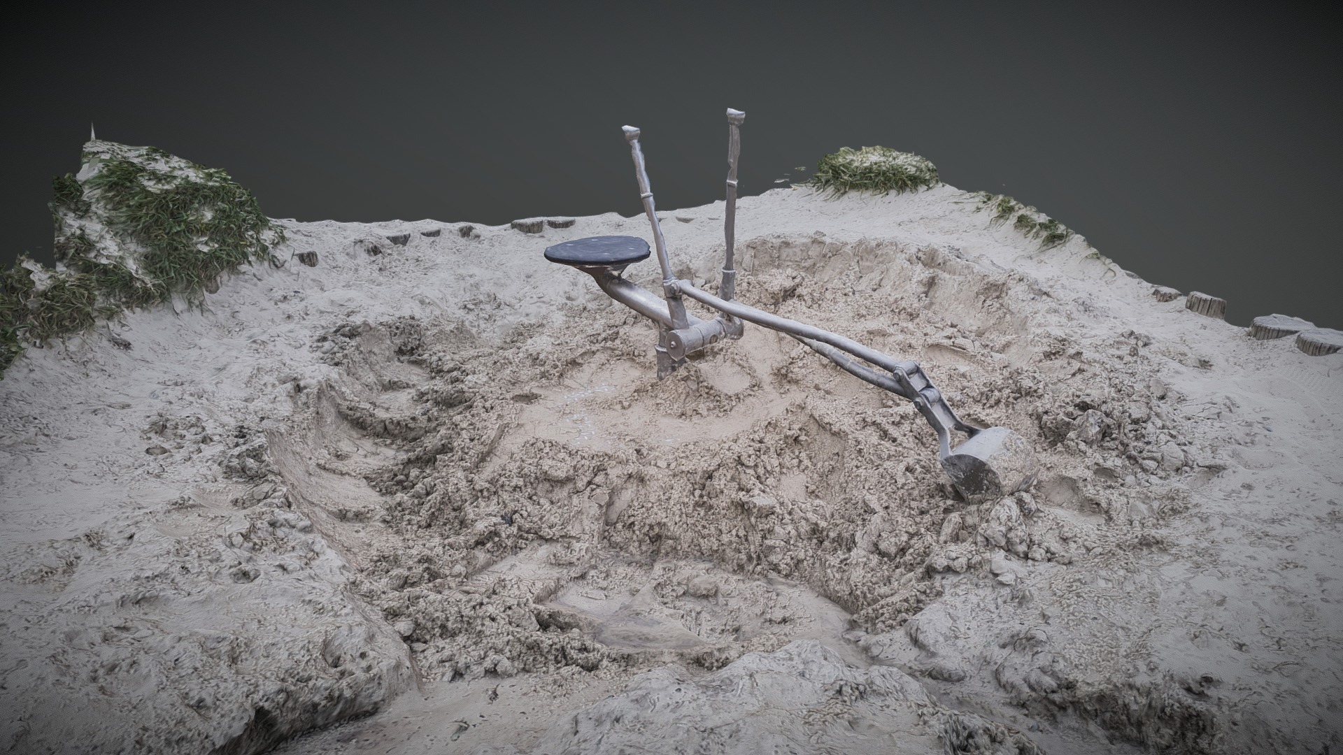 3D model Playground excavator photogrammetry raw scan - This is a 3D model of the Playground excavator photogrammetry raw scan. The 3D model is about a satellite in the sky.