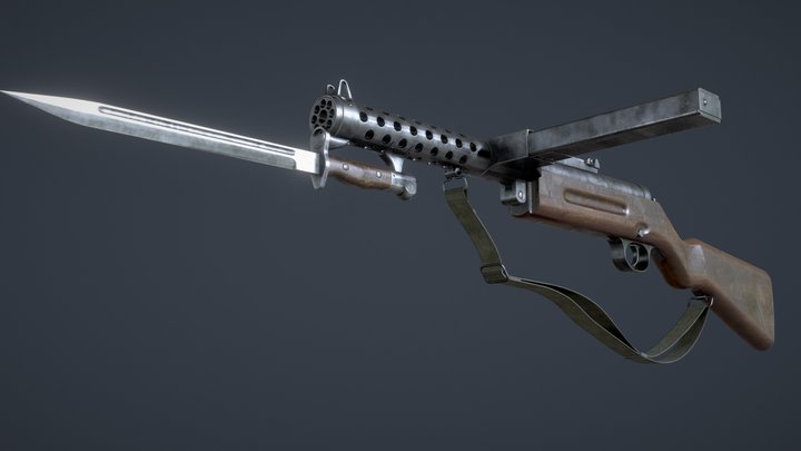 Schmeisser MP-28 Rifle With Bayonet Attacgment 3D Model