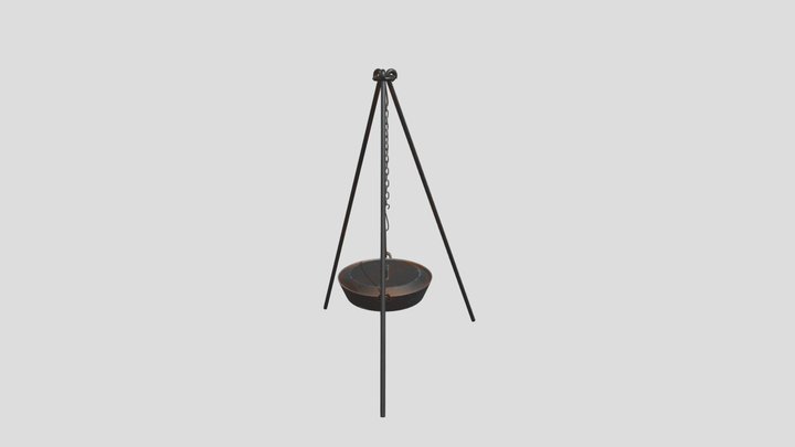 Cooking tripod with pot (Game ready) 3D Model