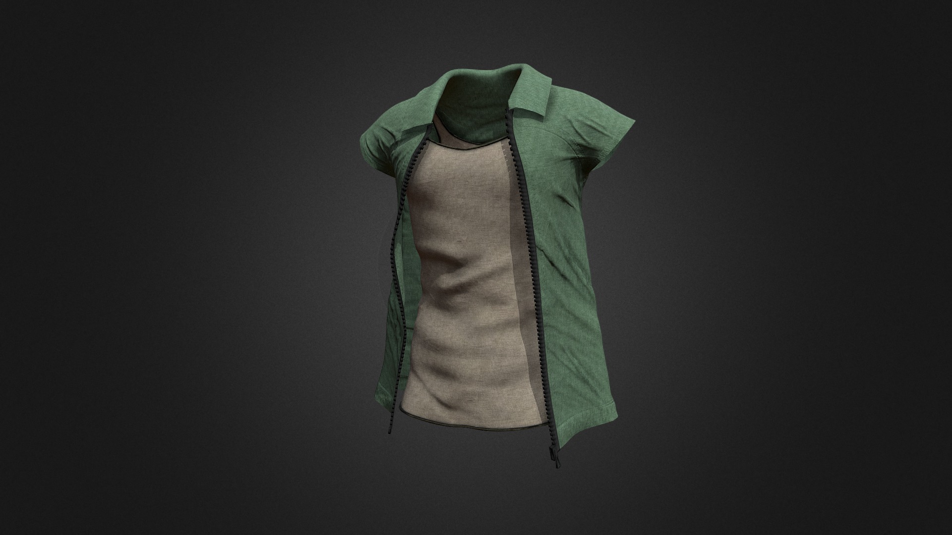 3D model Clothing Set 3 - This is a 3D model of the Clothing Set 3. The 3D model is about a green and white shirt.