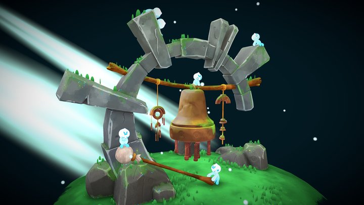 The Spirit Bell - Handpainted stylized diorama – Kostenloses 3D-Modell STL