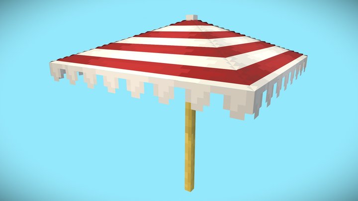 Red Beach Umbrealla - Custom Minecraft Model 3D Model