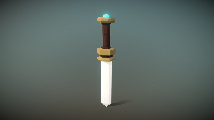 Low Poly Emerald Sword 3D Model
