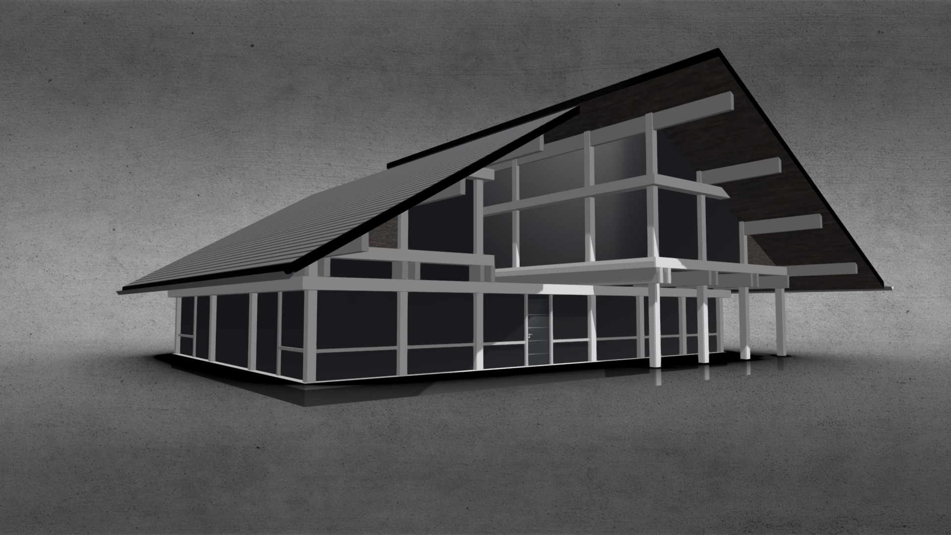 3D model Wood Structure House 002 - This is a 3D model of the Wood Structure House 002. The 3D model is about a house with a garage.