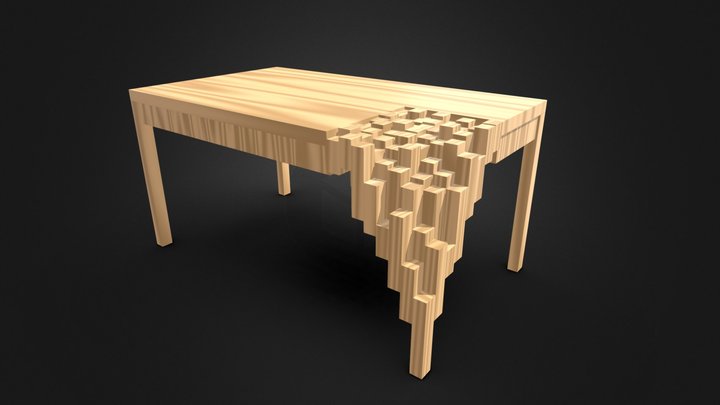 Table Fragmented Wood 3D Model