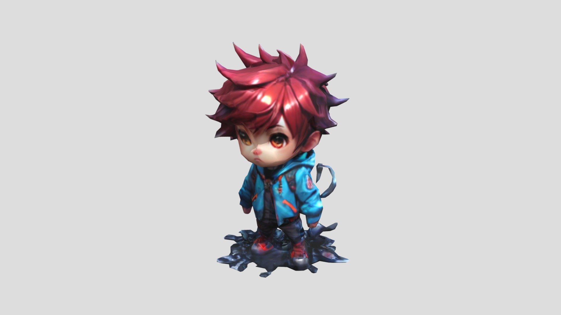 Anime boy with red hair and blue jacket - Download Free 3D model by ...