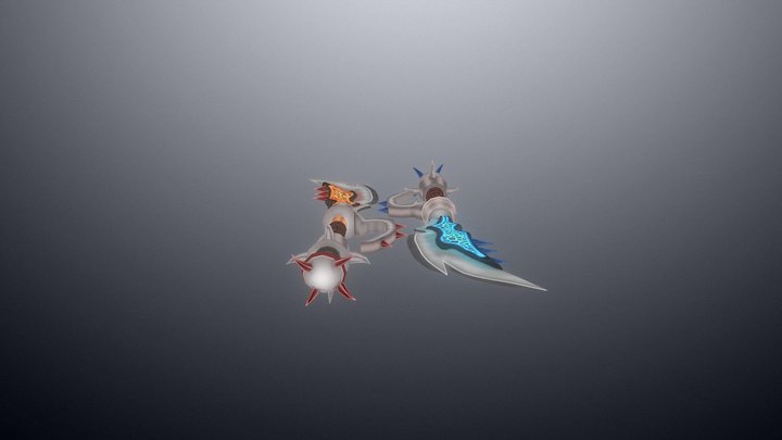 Ice and Fire themed Dual Wield Swords 3D Model