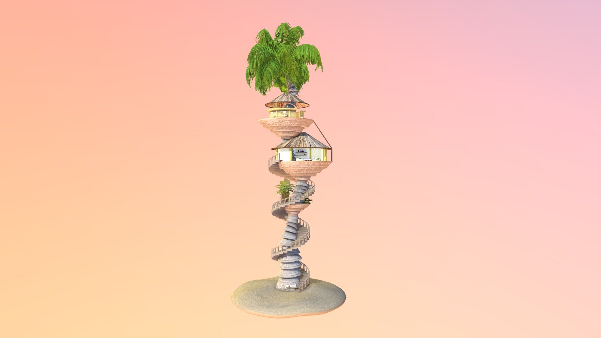 Palm tree house 3D model by emina.cehajic [3ff4b2c] Sketchfab