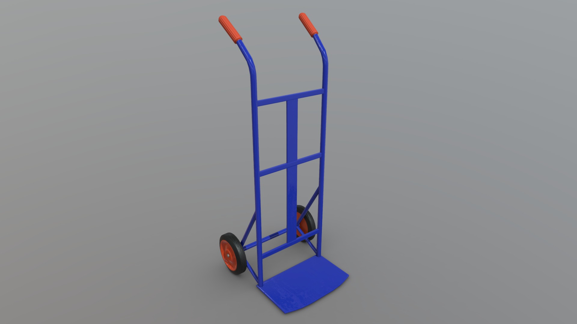3D model Sack Truck - This is a 3D model of the Sack Truck. The 3D model is about a blue shopping cart.