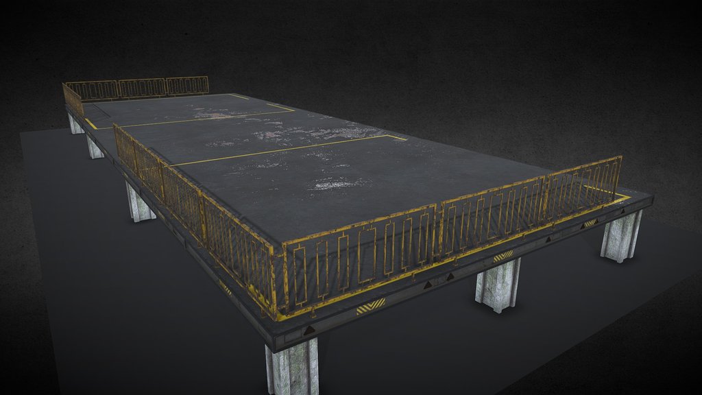 Building metallic Protective fence low poly