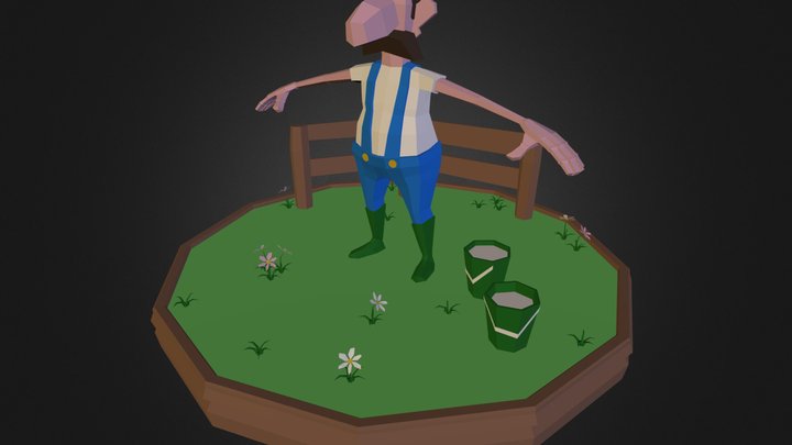 Low-poly farmer 3D Model