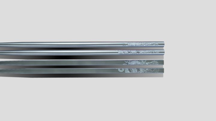 Chopsticks collection 2 : Chrome Dragons 3D Model