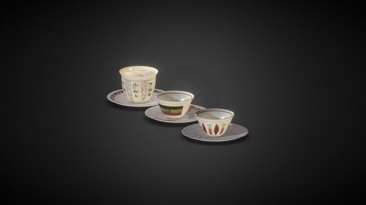 Arabian/Ethiopian coffee cups 3D Model