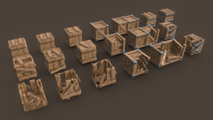 Stylized Crates 3D Model