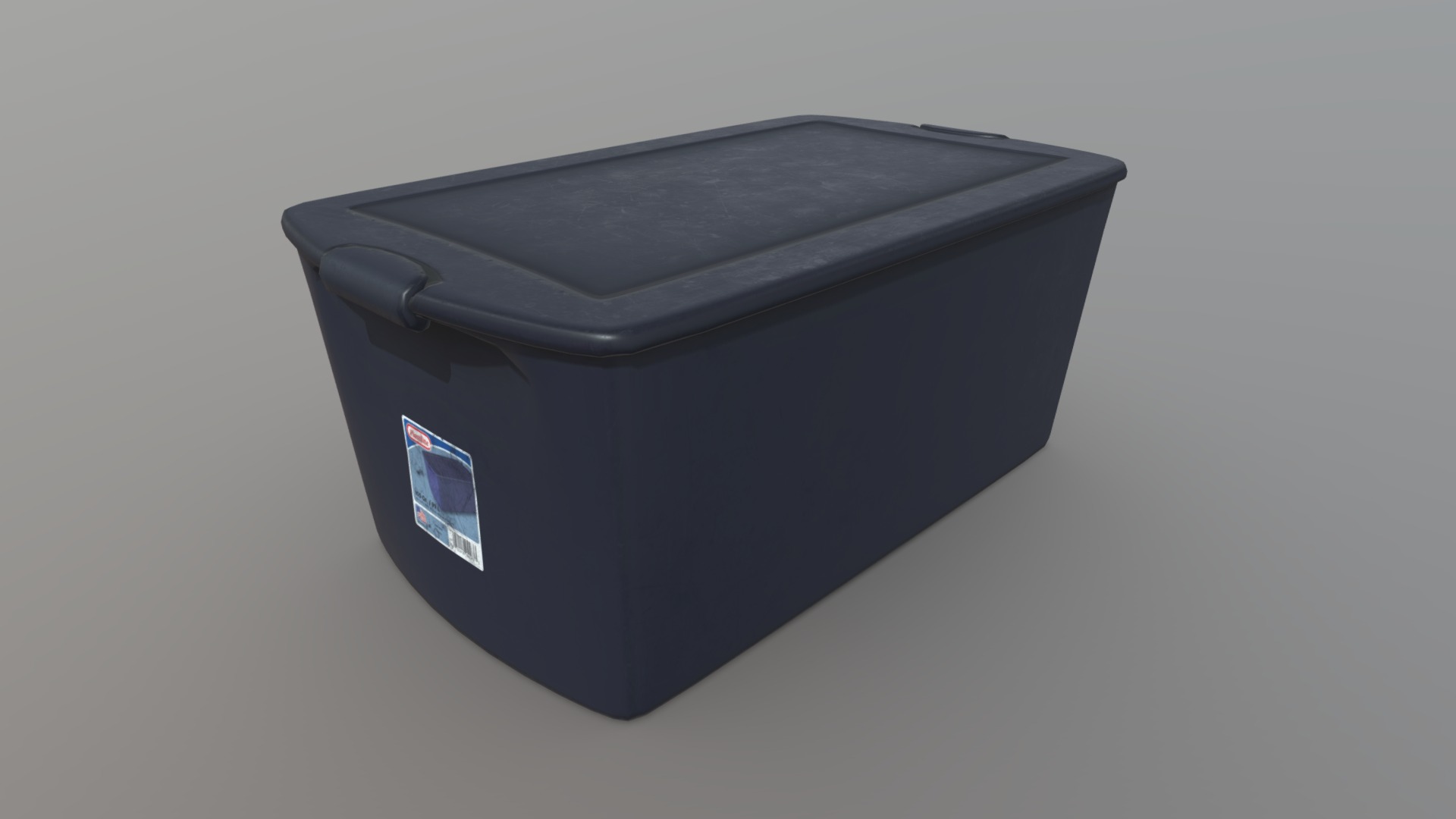 3D model Plastic Storage Container - This is a 3D model of the Plastic Storage Container. The 3D model is about a black box with a logo.