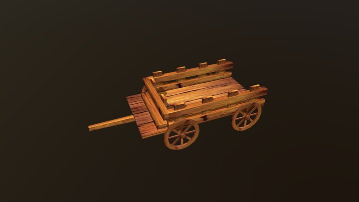 wooden cart 3D Model