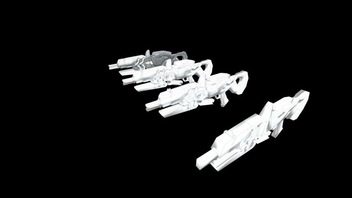 widow gun and LODS 3D Model