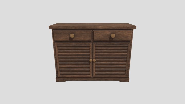 Old 1950s American Chest of Drawers 3D Model
