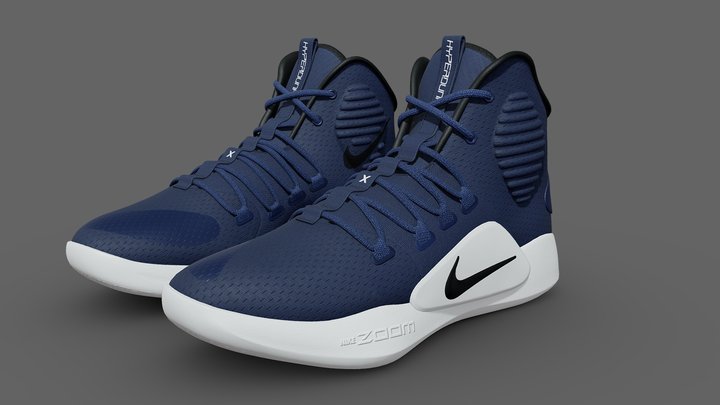 Nike Basketball Shoes Dark Blue 3D Model