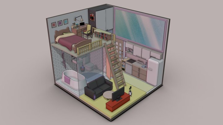 Isometric Room 3D Model
