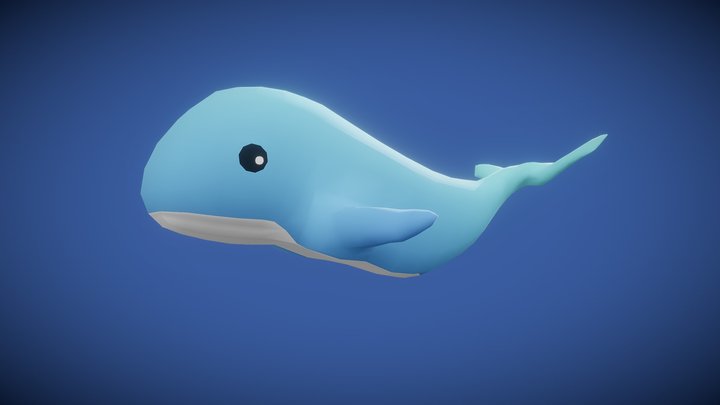 Low poly animated Cartoon Whale 3D Model