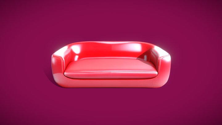 Futuristic Reddish Sofa 3D Model