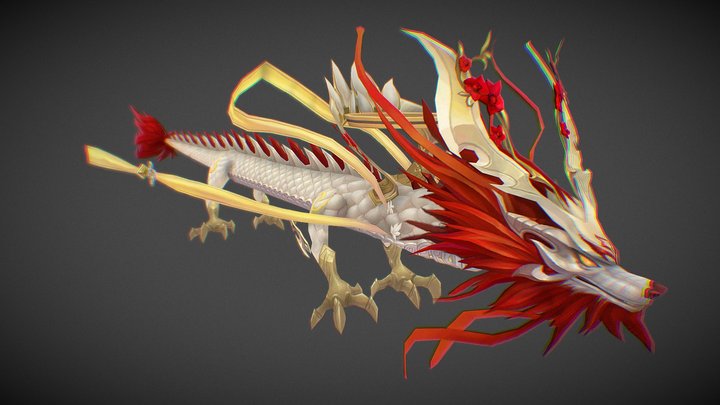 Lowpoly textured Chinese Dragon 3D Model