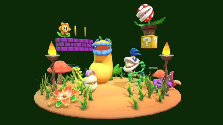 The Piranha Plant Band + Animated Music Remix 3D Model