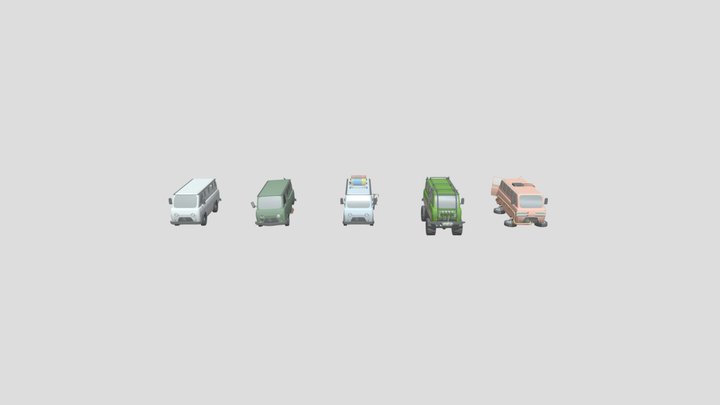 UAZ 5 different versions 3D Model