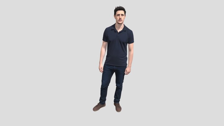 Casual Man In Navy Polo And Jeans – Kostenloses 3D-Modell STL