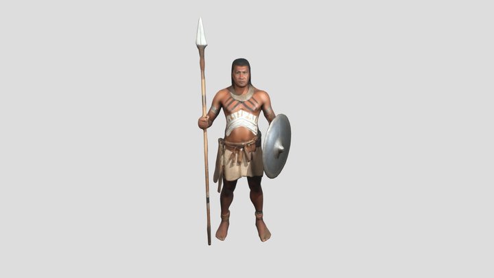 A south eastern asain tribes man with weapons 3D Model