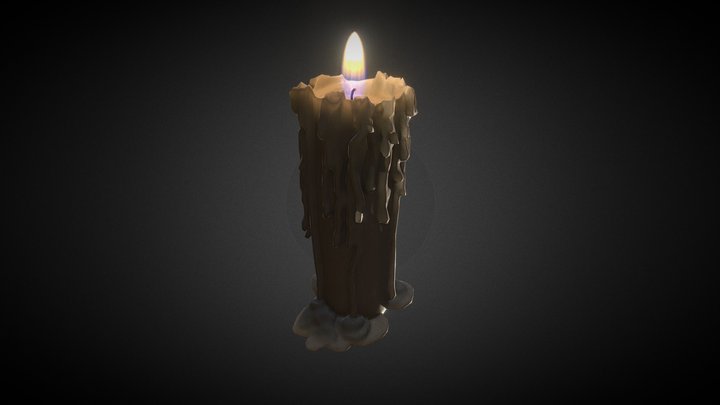 Melted Wax Candle 3D Model