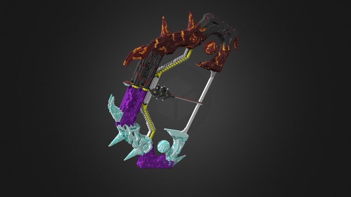 Fire and Ice Bow Voxel (Cubik - 128X) 3D Model