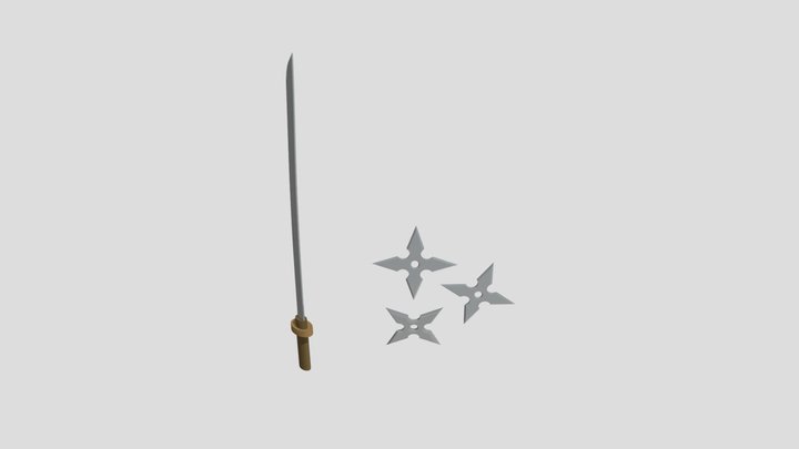 Shuriken & Sword 3D Model