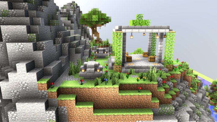 Minecraft 1.18.1 - Oak tree island hub 3D Model