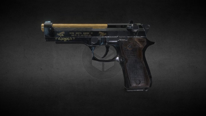 Beretta 92 "Golden Flower" 3D Model
