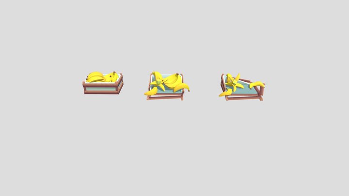Cartoon Stylized Banana Box 3D Model