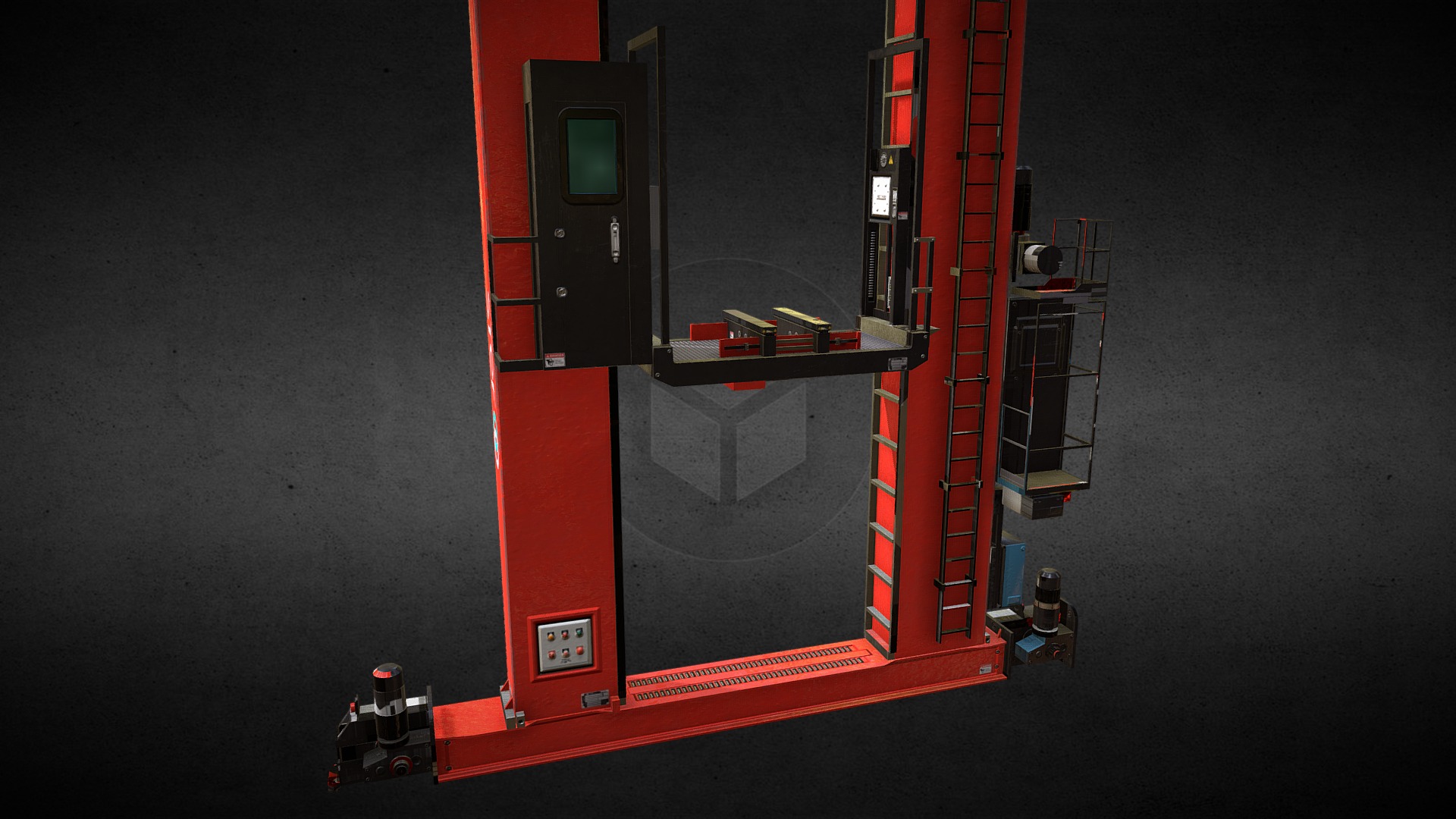 3D model Transelevator - This is a 3D model of the Transelevator. The 3D model is about a red and black machine.