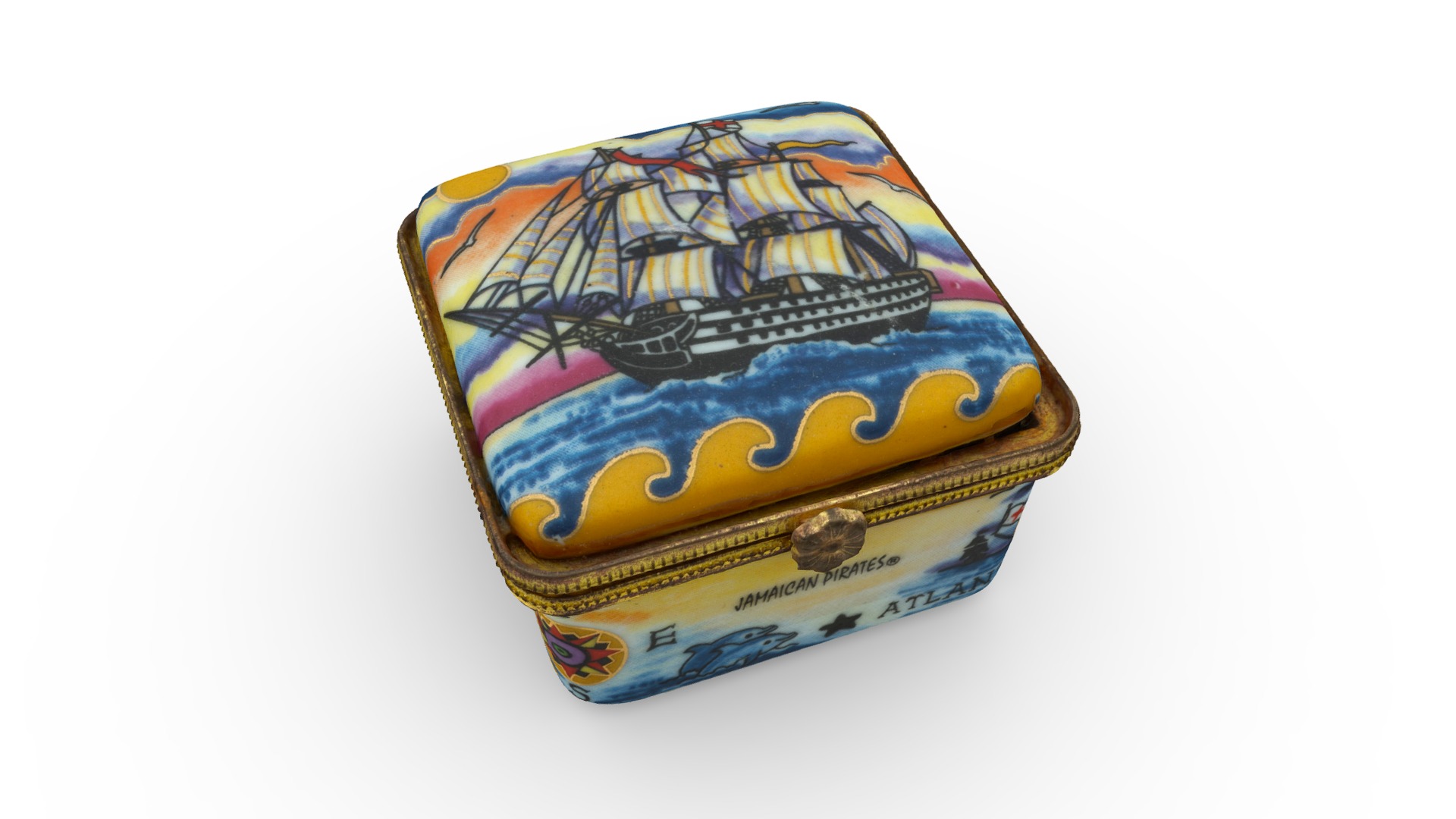 3D model Jamaica souvenir box - This is a 3D model of the Jamaica souvenir box. The 3D model is about a colorful box with a design on it.