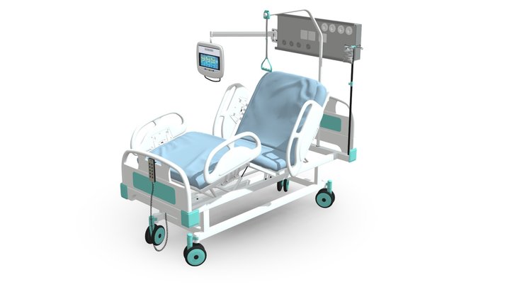 Medical bed with a lifting mechanism 3D Model