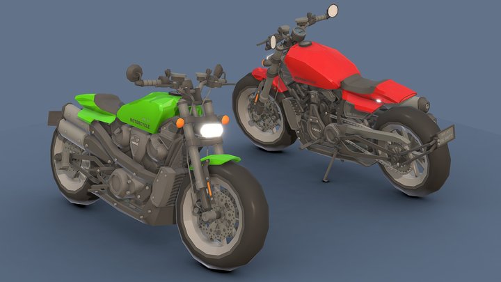 Low-Poly Motorcycle # 1 3D Model