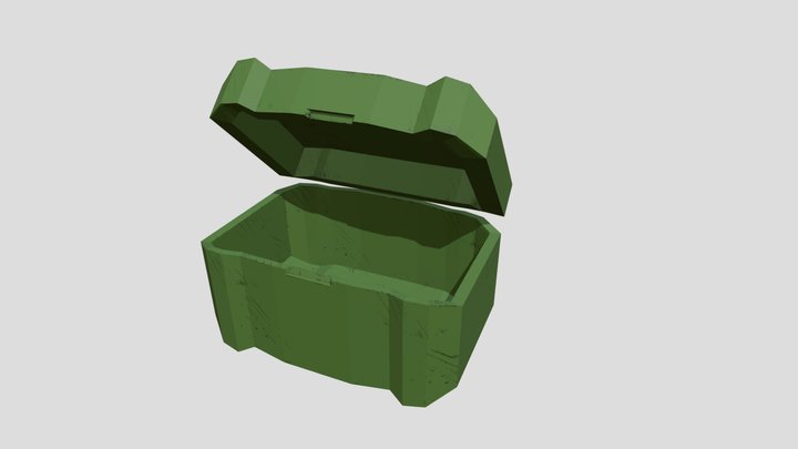 Painted metal Chest with scratches (animated) 3D Model