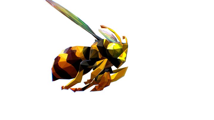 Animated Low Poly Art HoneyBee 3D Model