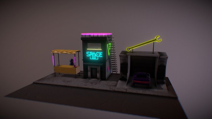 Dark Cyber Punk Street 3D Model