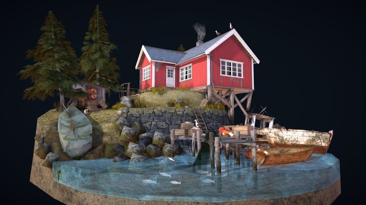 DAE Diorama - House by the Ocean 3D Model